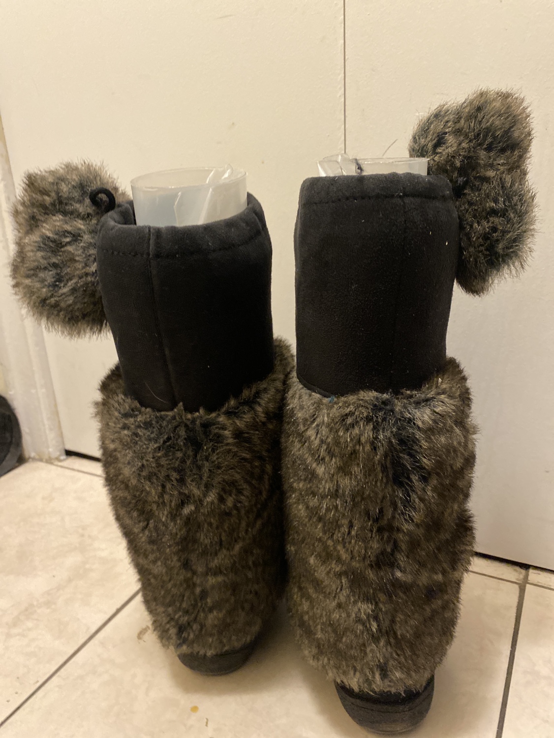 Black Faux Fur Winter Boots - photo 3
