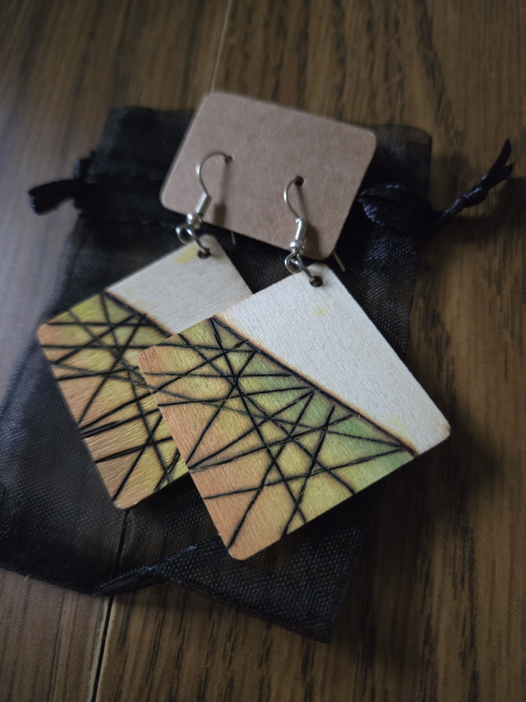 Wooden Dangle Earrings Handcrafted