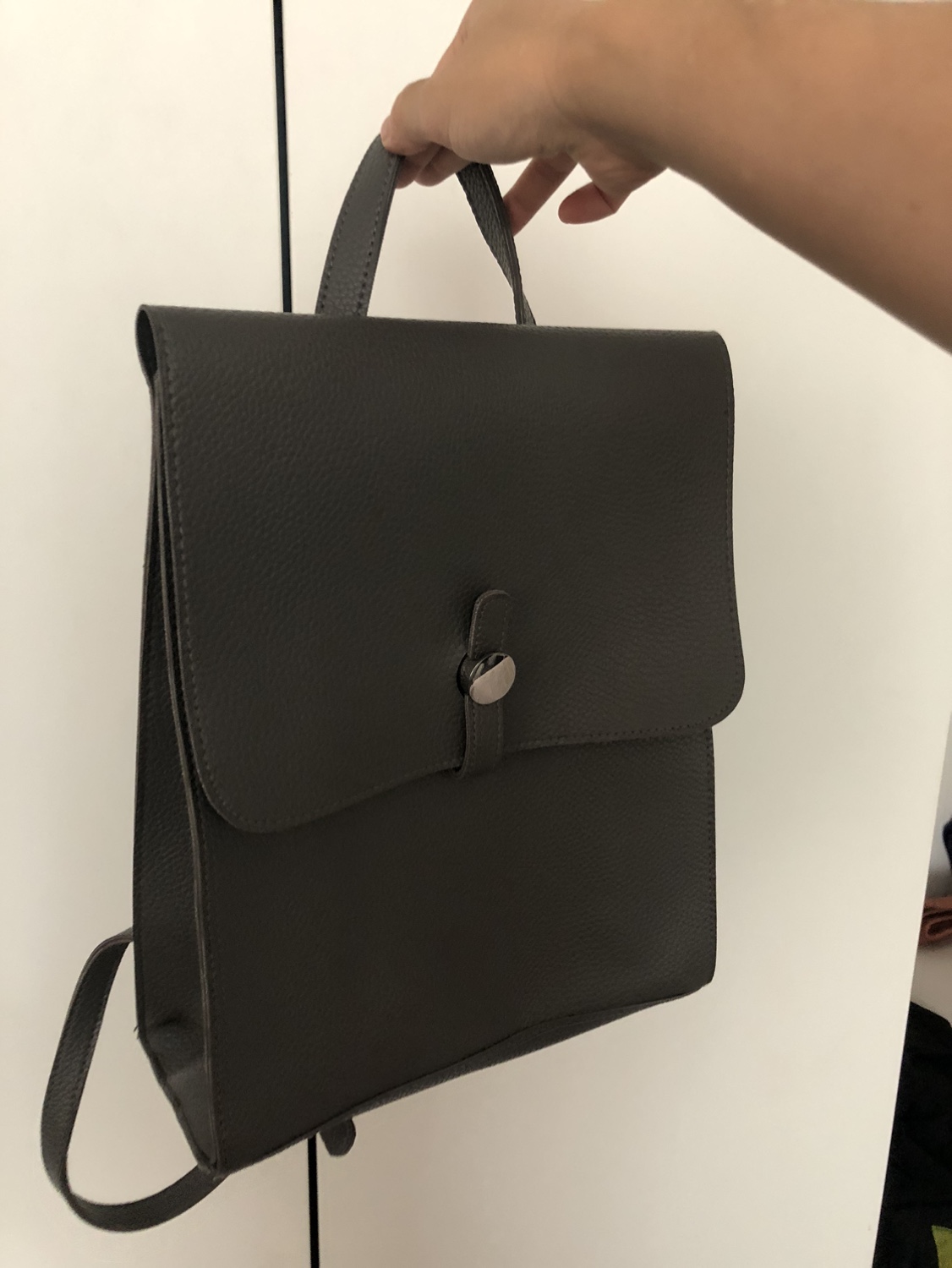 Grey Leather Backpack thumbnail