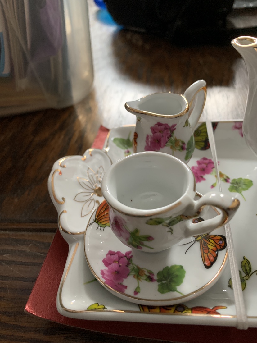 Miniature China Tea Set.Plate,Cup,Tea Pot image indicator(3)