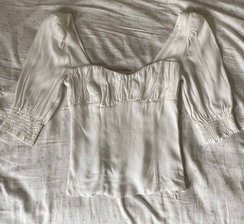 Wilfred White Puff Sleeve Top Size S Aritzia