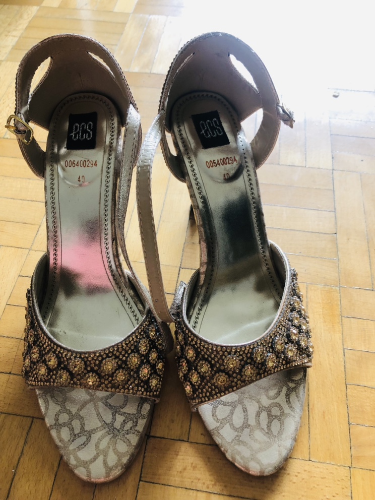 Gold Rhinestone Sandals thumbnail
