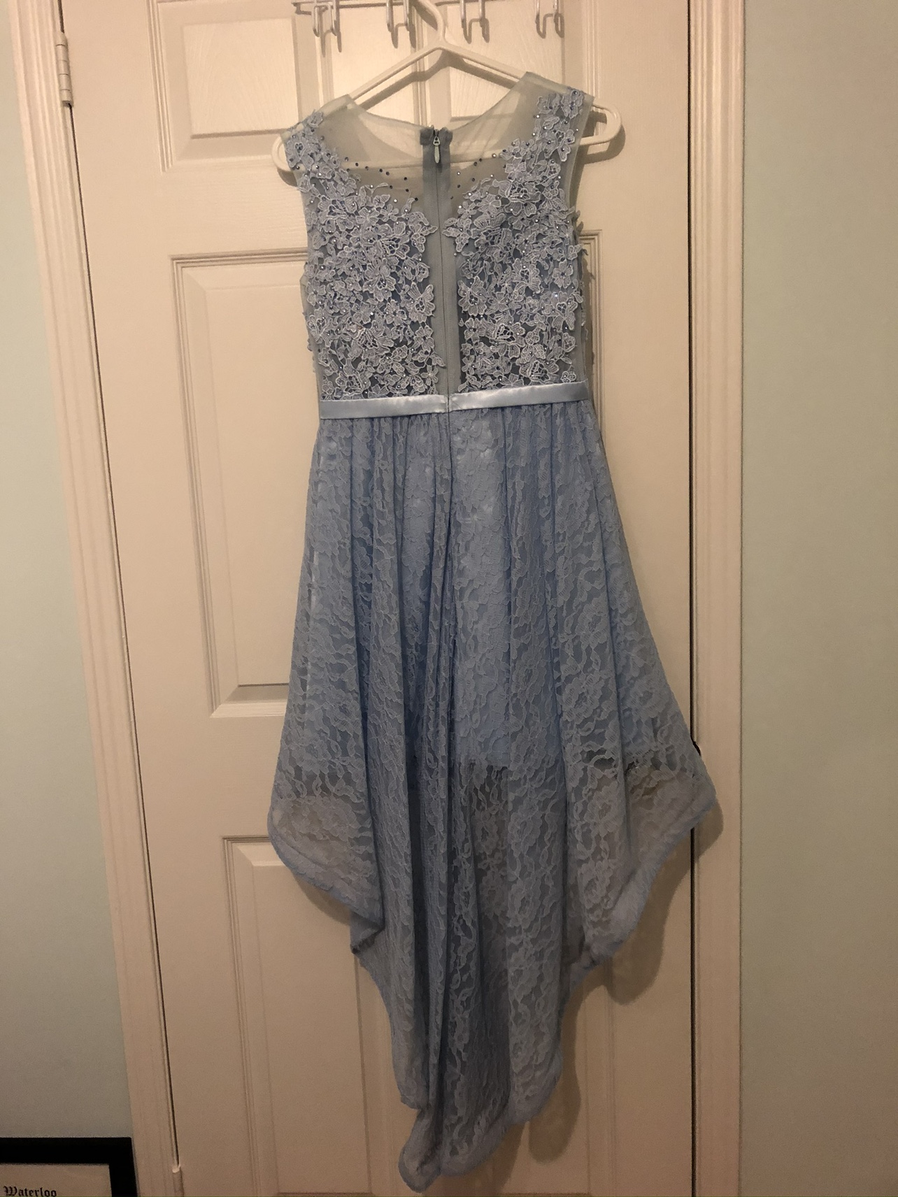 Light Blue embroidered High-Low Lace Dress image indicator(2)