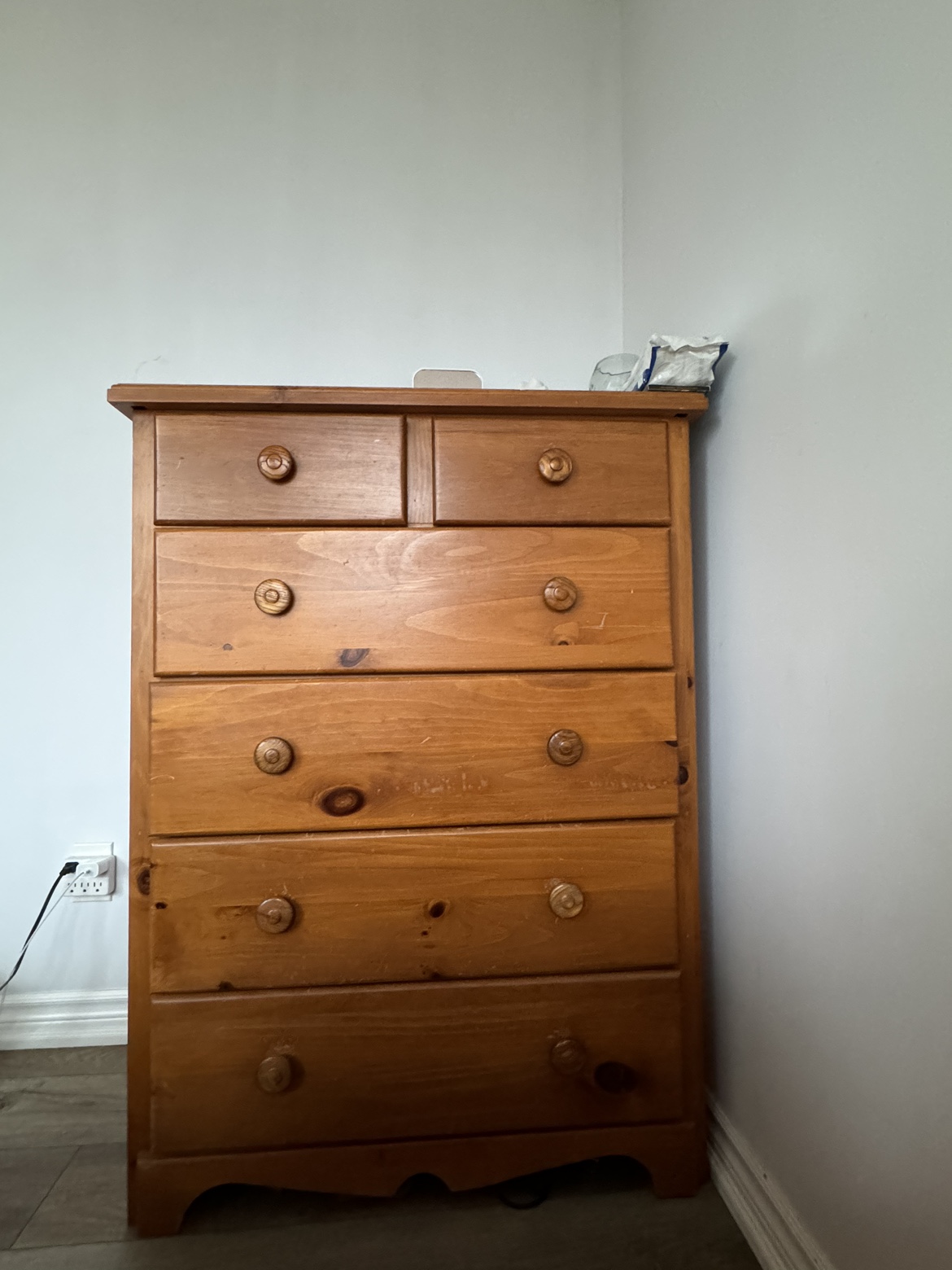 Wooden drawer dresser/ wooden chest- Amber walnut