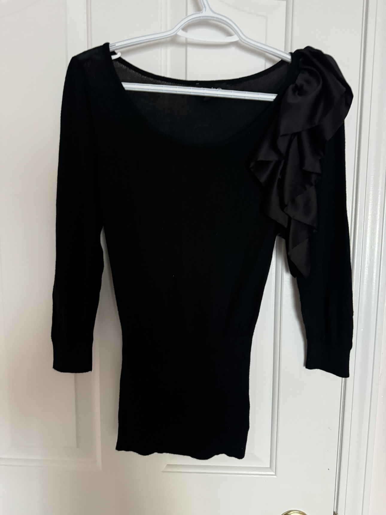 bebe Black Sweater with Bow Detail