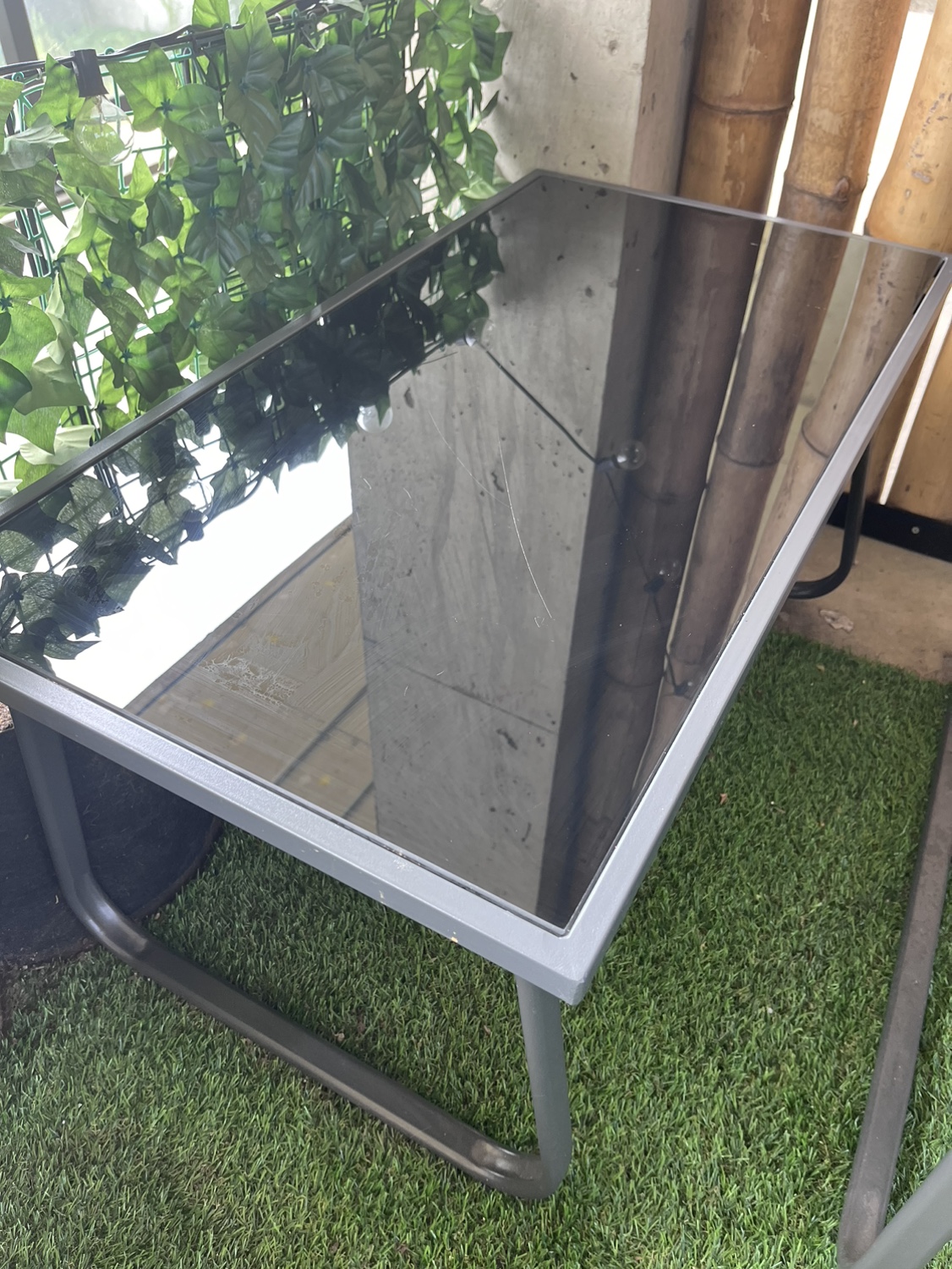 Metal frame Glass Top Table outdoor or indoor