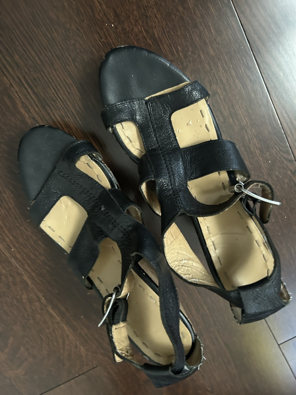 Wedge leather sandals - photo 3
