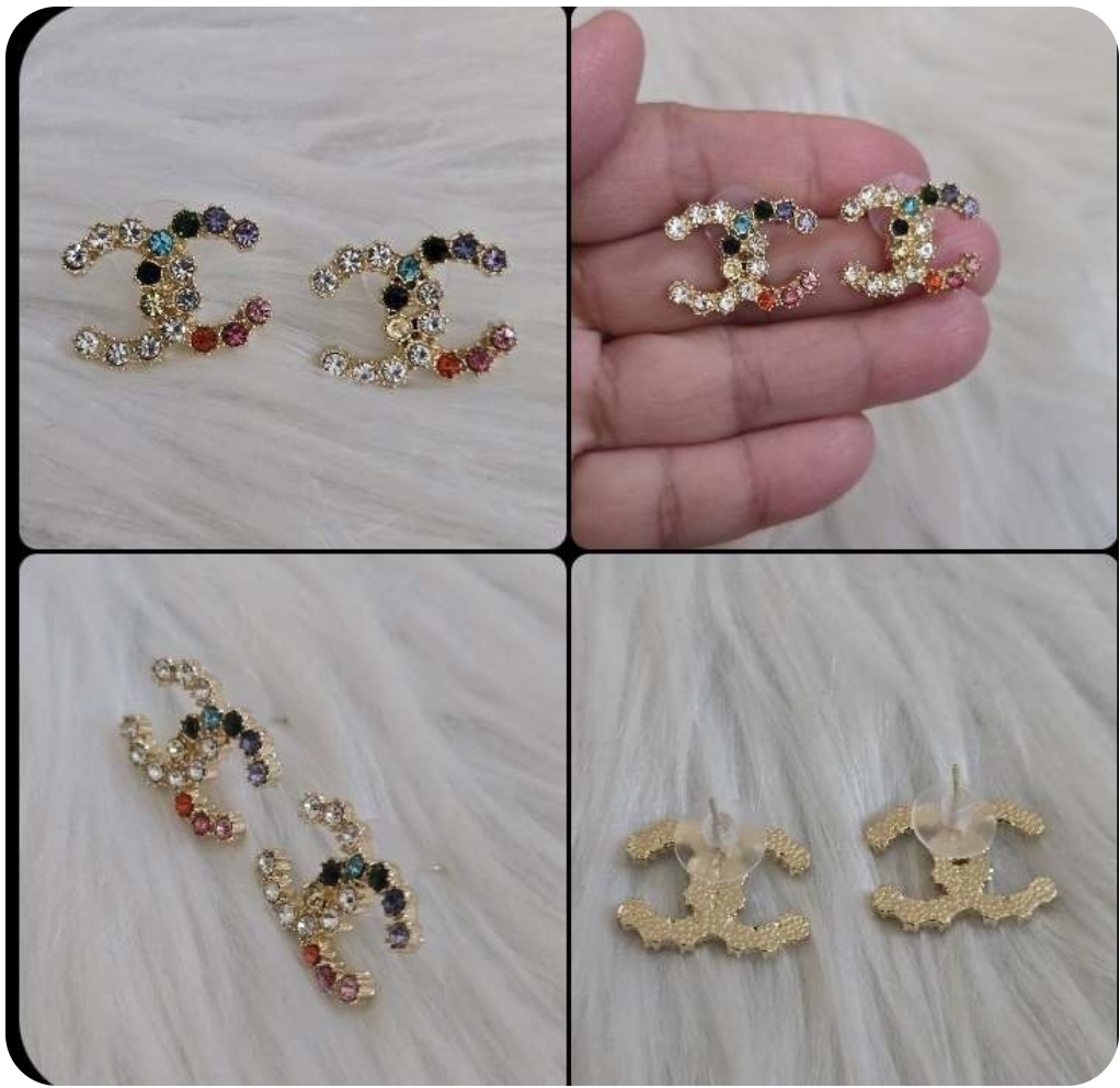 Chanel multicolor stud earrings *new