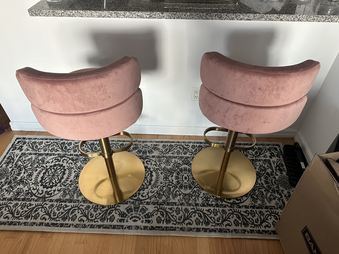 Adjustable Kitchen Counter Chairs in Pink Velvet (x2) - photo 4