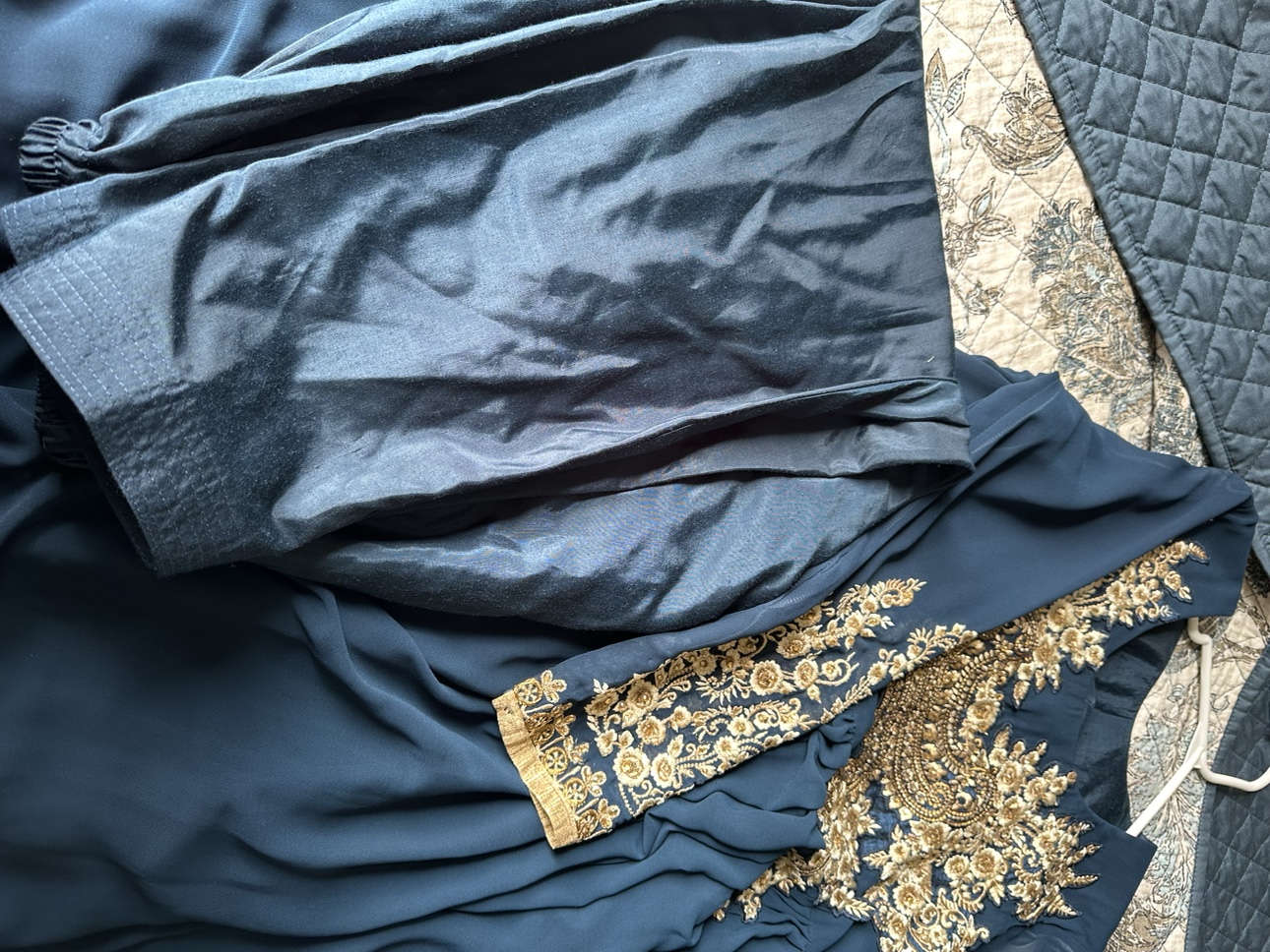 Teal and Gold Embroidered Dress image indicator(3)