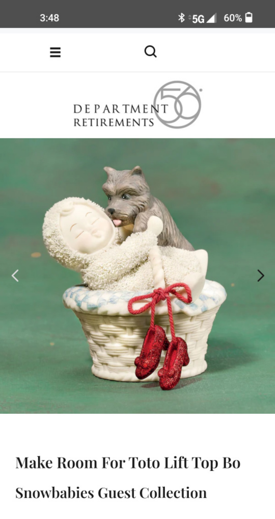 Snowbabies "Make Room for Toto" Lift Top Box