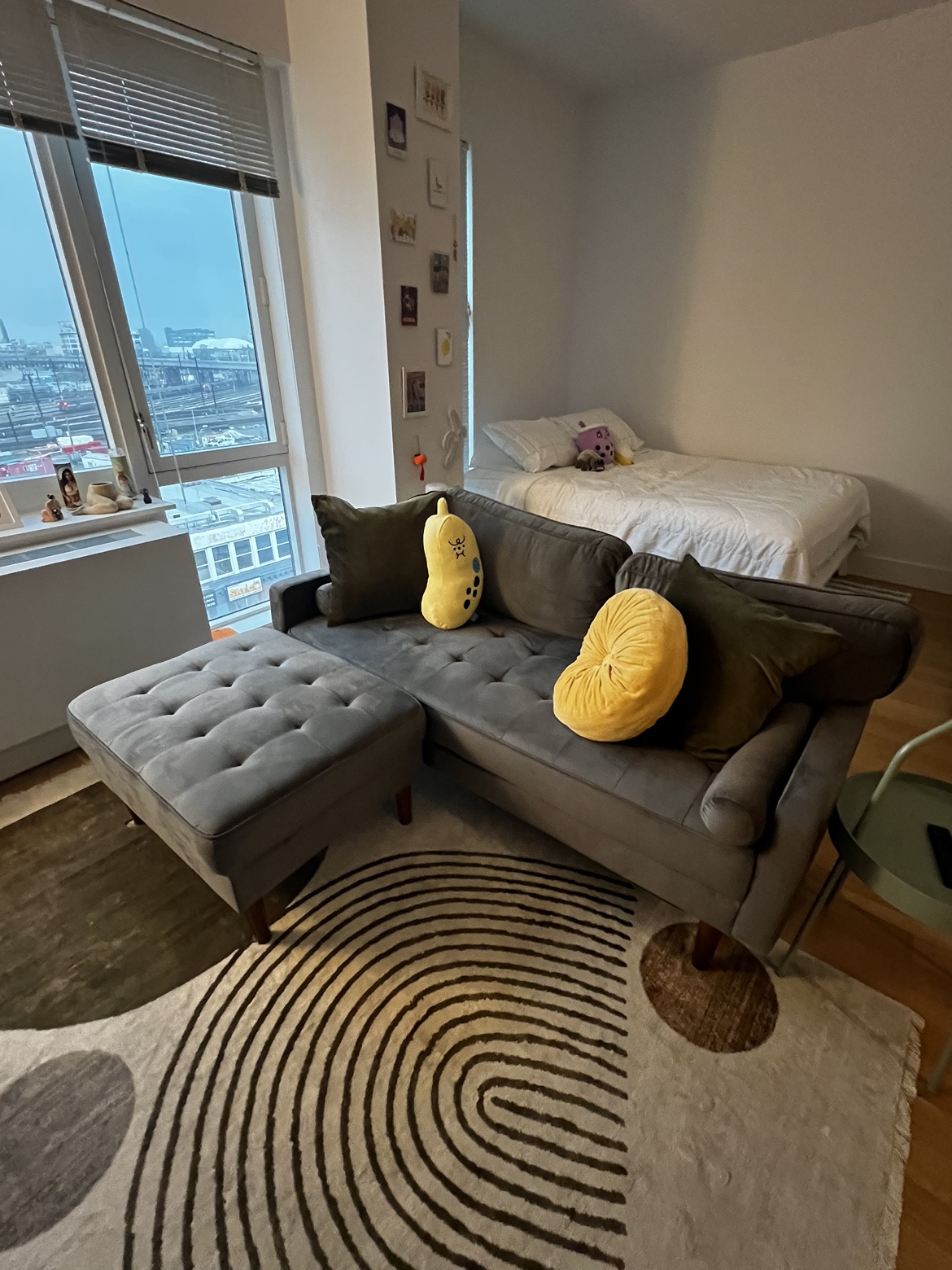 Gray Sectional Sofa with Ottoman