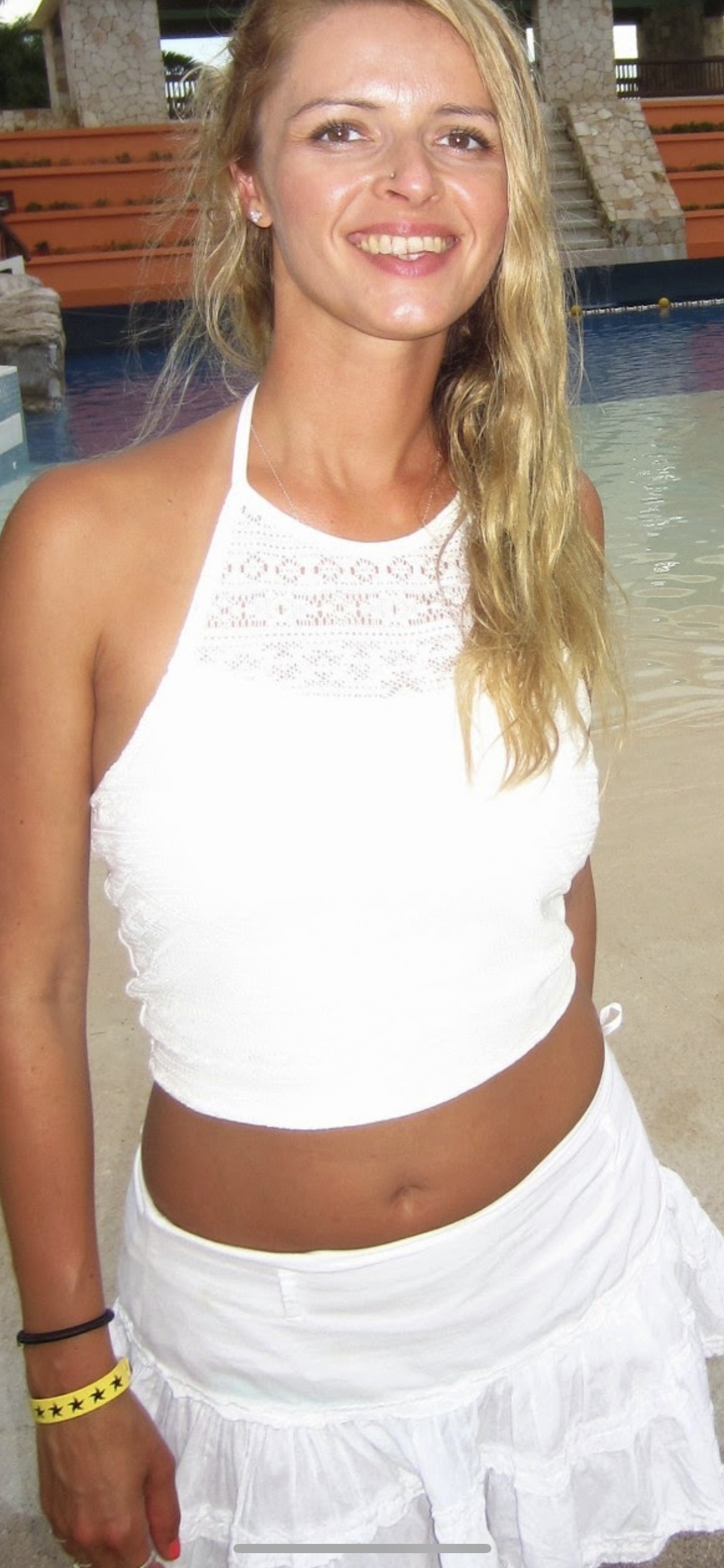 White/Cream Crochet Halter Top thumbnail