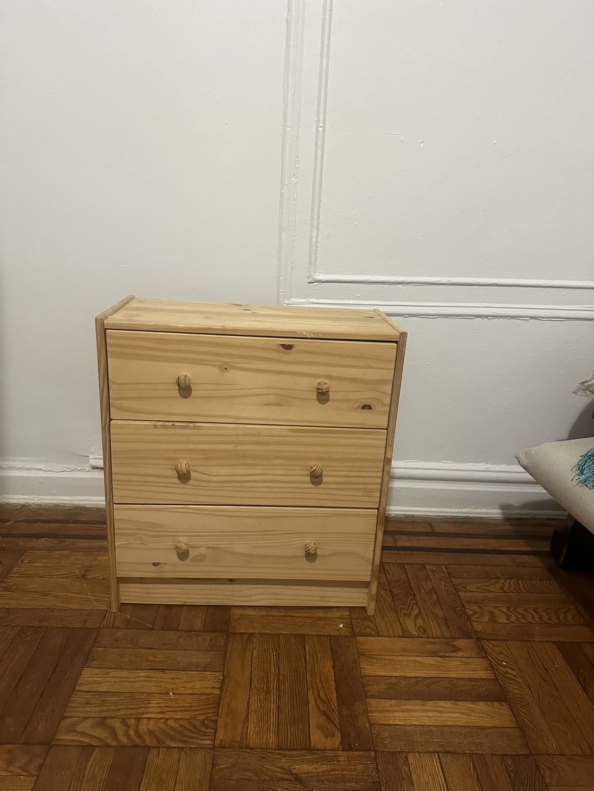 Wooden Three Drawer Dresser