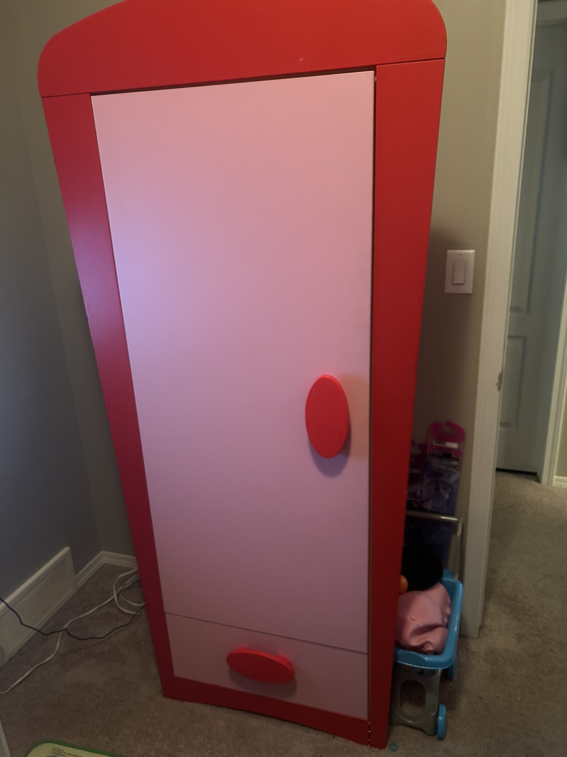 Pink and Red Ikea kids closet