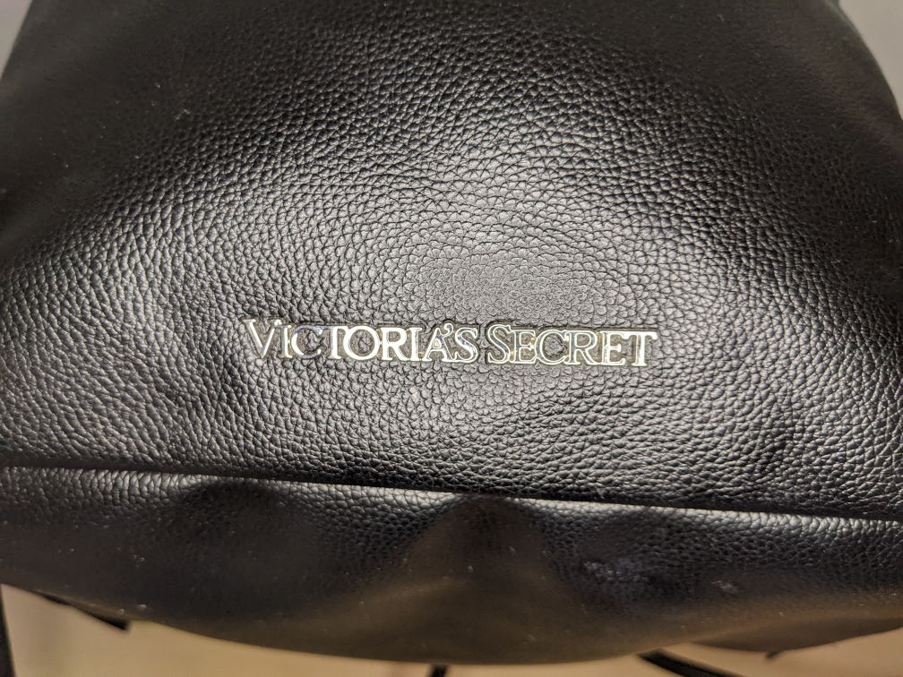 Victoria's Secret Fringe Drawstring Bag Faux Vegan Leather Black image indicator(9)