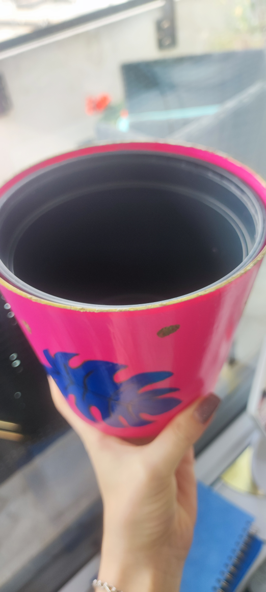 Pink Plant Pot with Monstera Leaf image indicator(2)