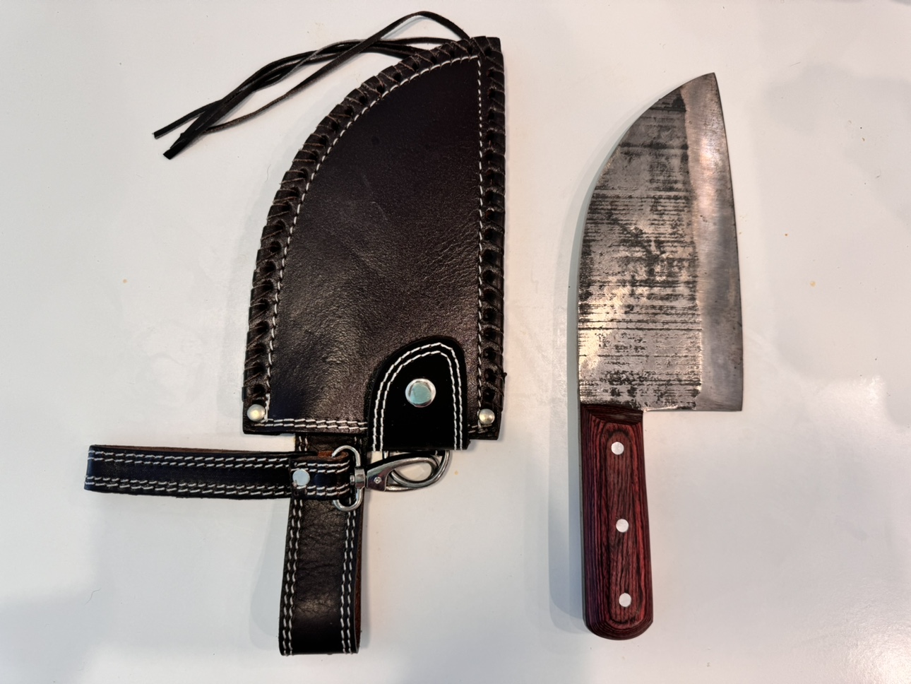 Large chipper Knife with Leather Sheath