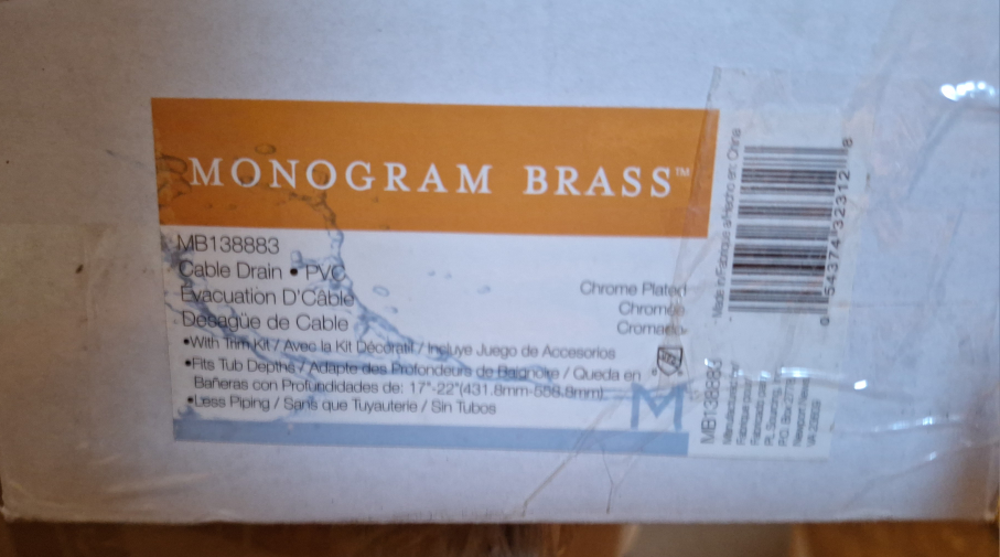 MB138883 Chrome Decorative PVC Bathtub Cable Drain image indicator(5)