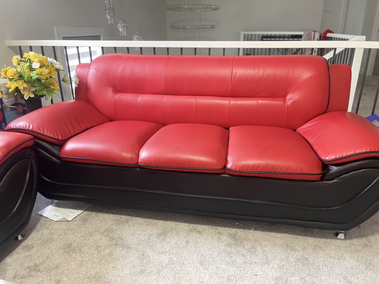 4 pcs Red Leather Sofa Set