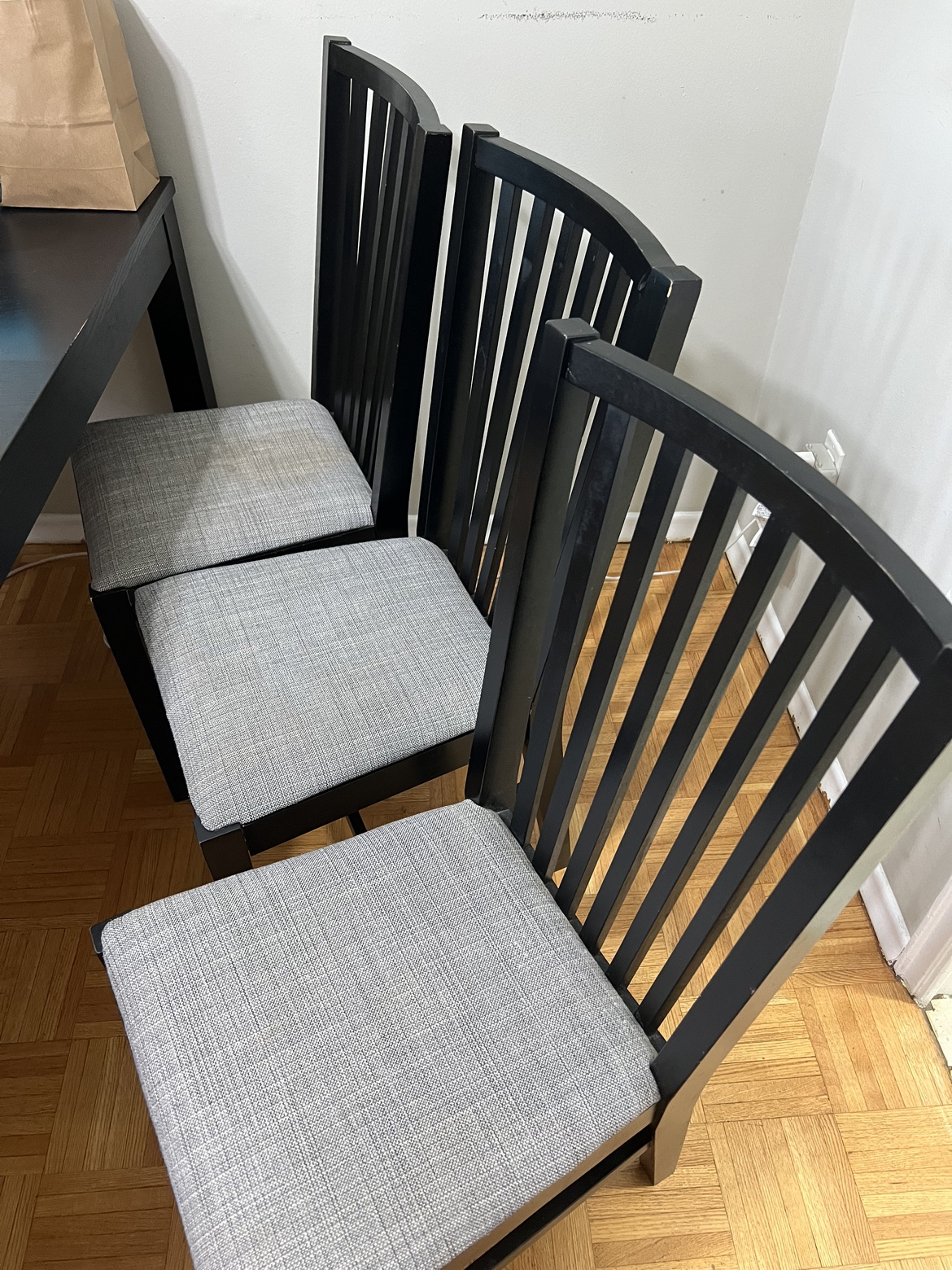 4 table chairs and 1 bench