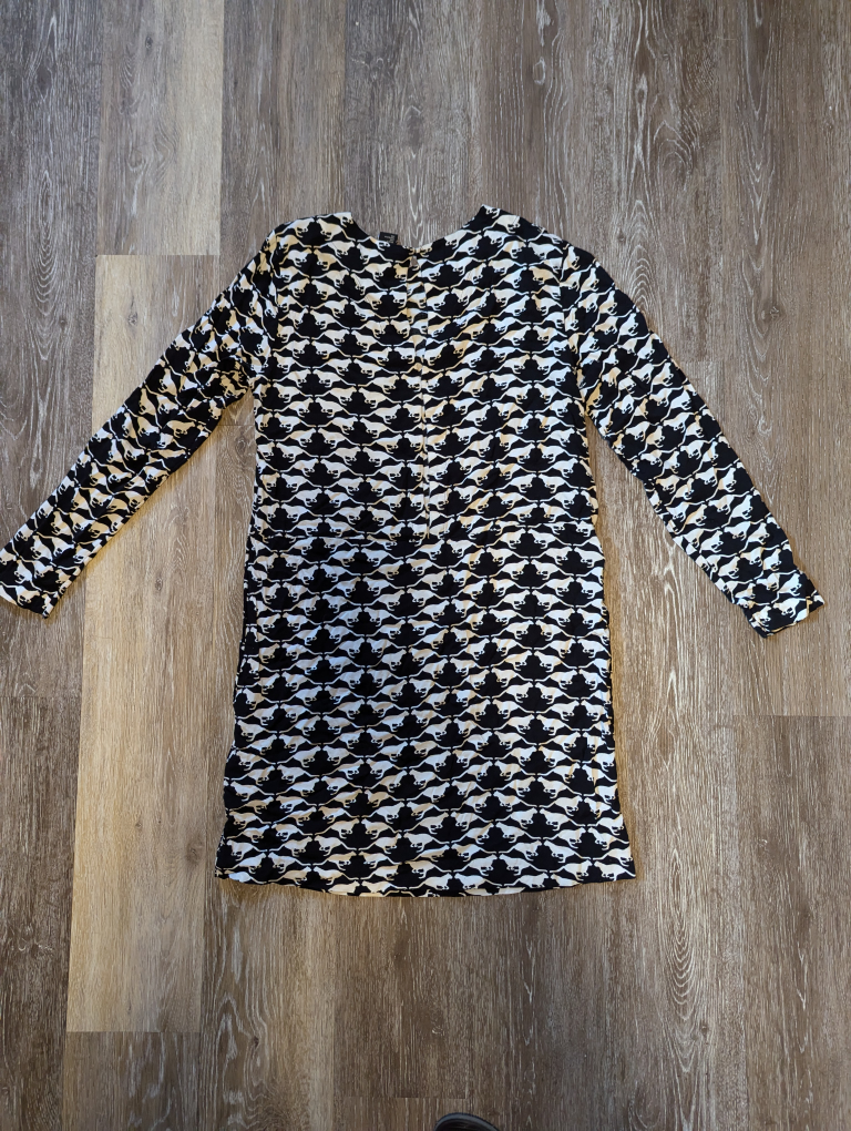 H&M Black and White Long Sleeve cat dress image indicator(3)