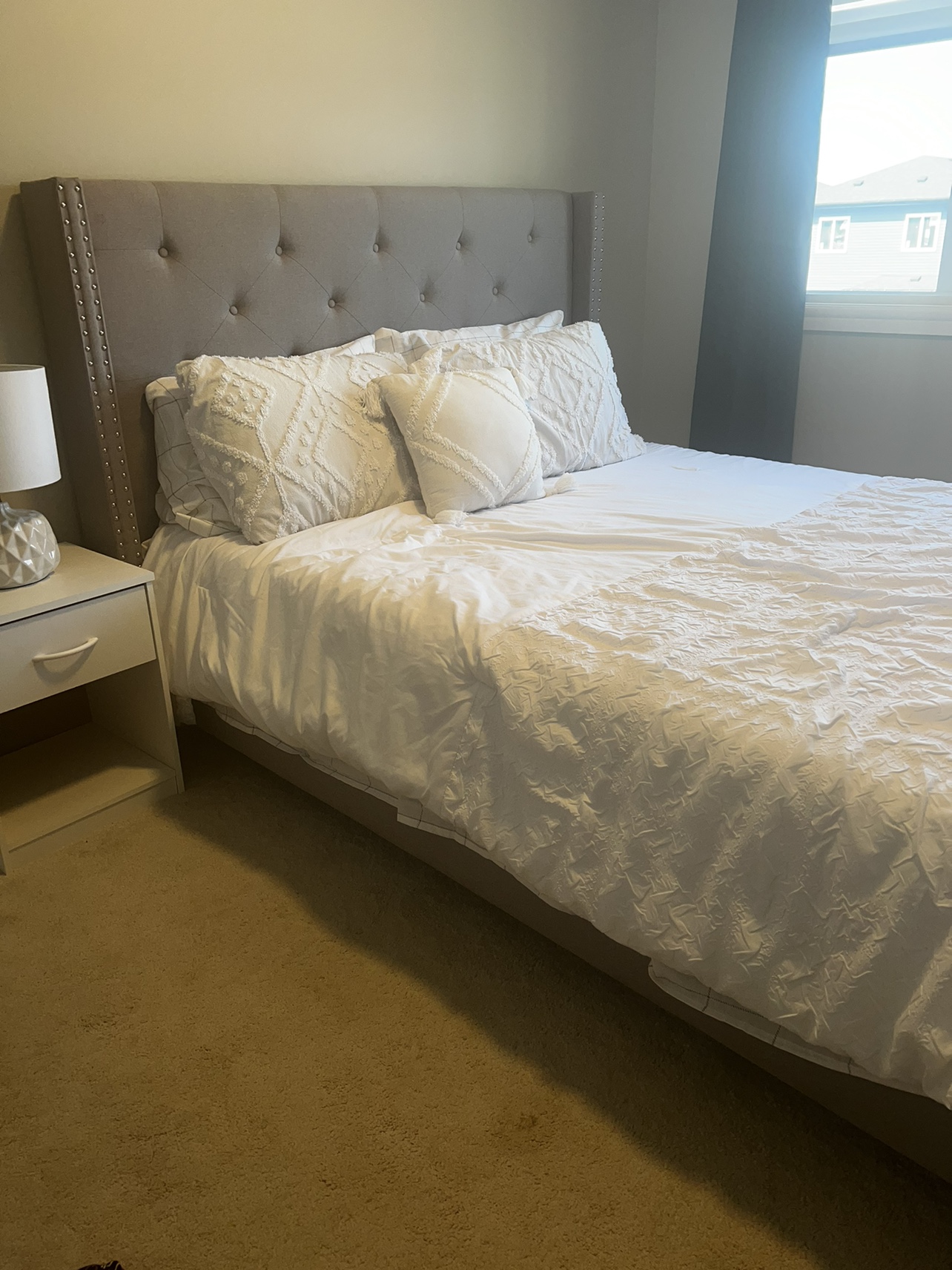Grey Tufted Queen Size Bed Frame - photo 2