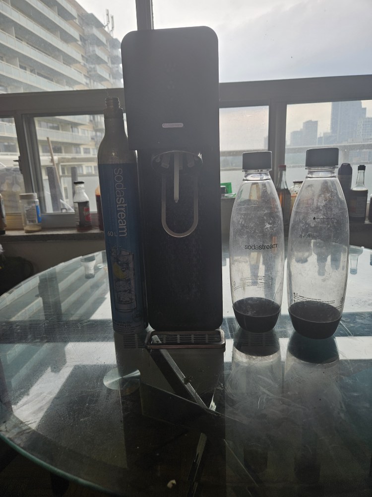 soda stream machine with 2 bottles and 2 gas canisters thumbnail