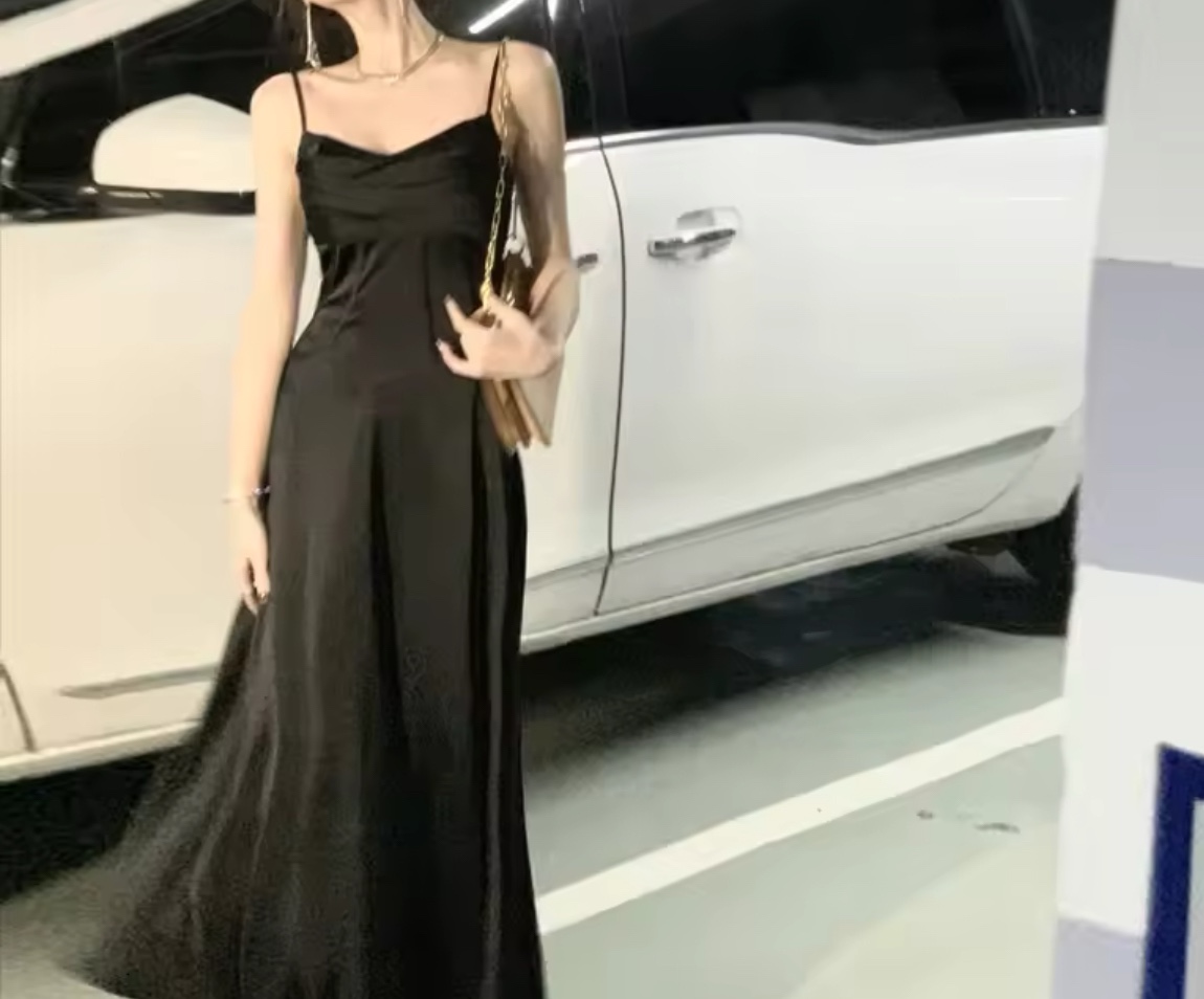 Black Satin Slip Dress