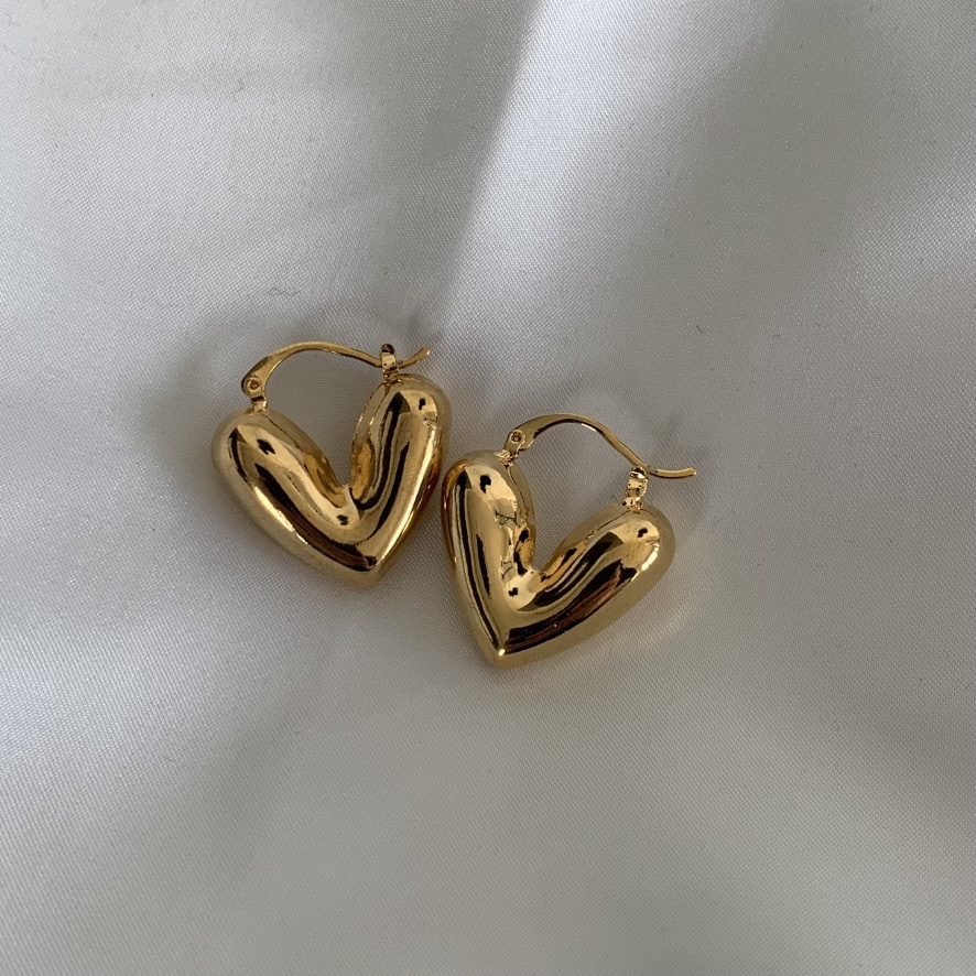 Gold Heart Hoop Earrings 💛 thumbnail