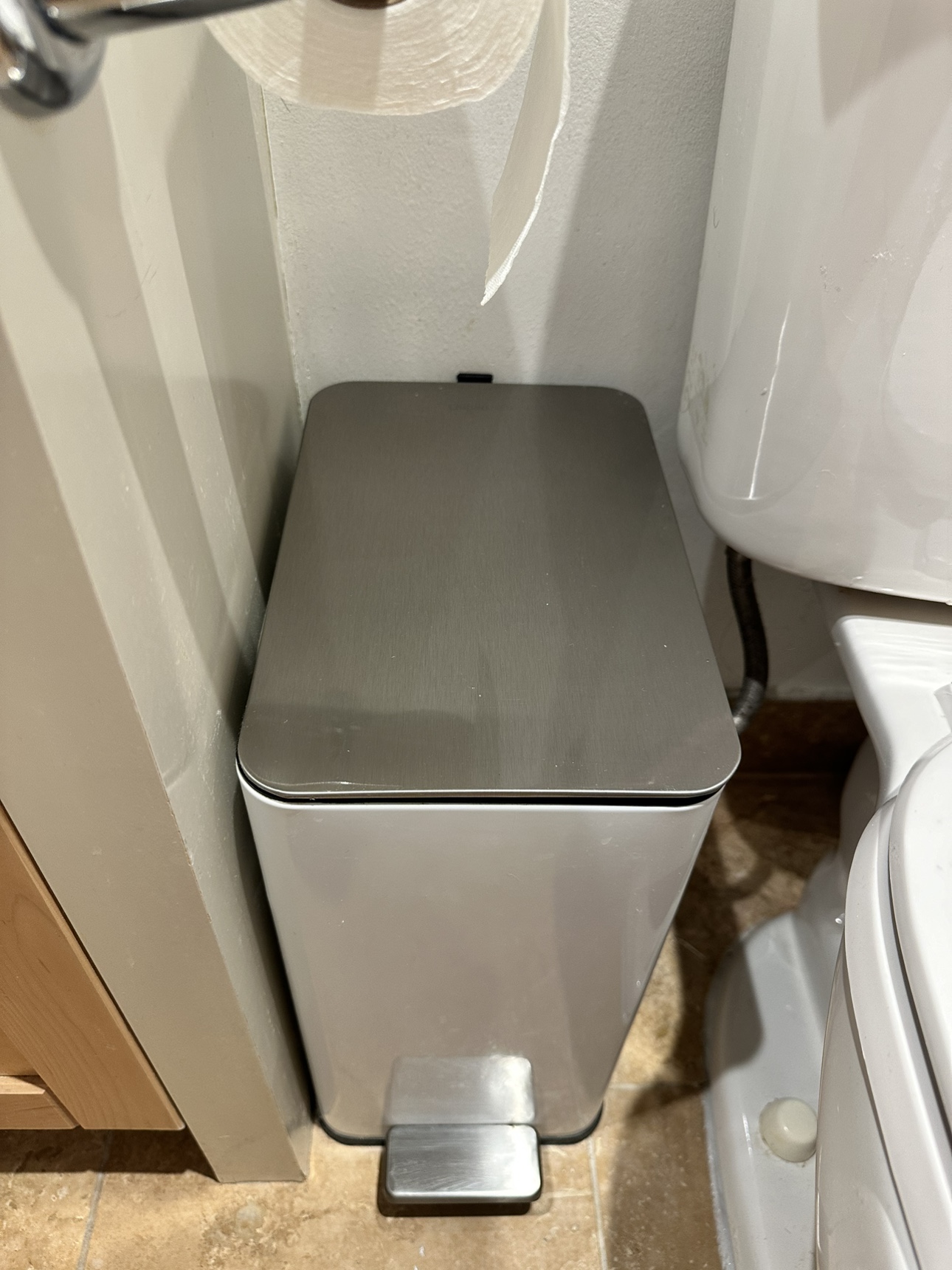 Slim Trash Can, Garbage Basket (Brushed Stainless Steel) - photo 5