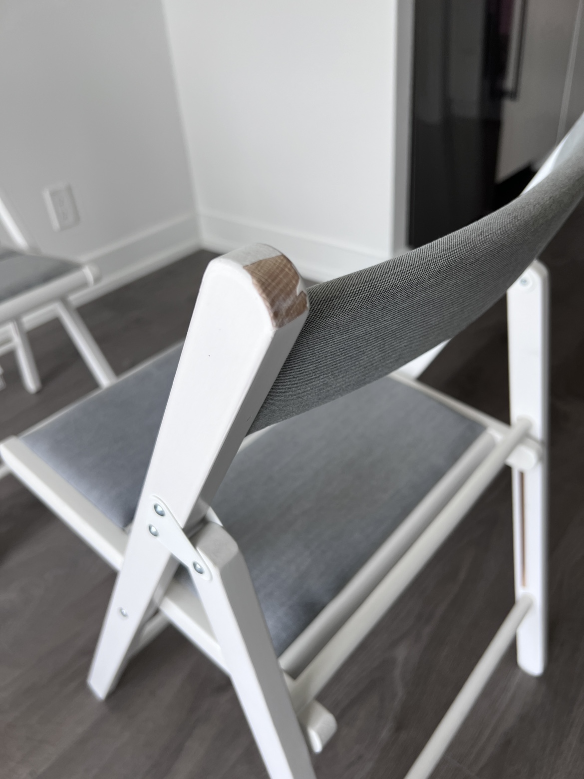 A Set of IKEA’s FROSVI White Folding Chairs with Grey Cushion - photo 5