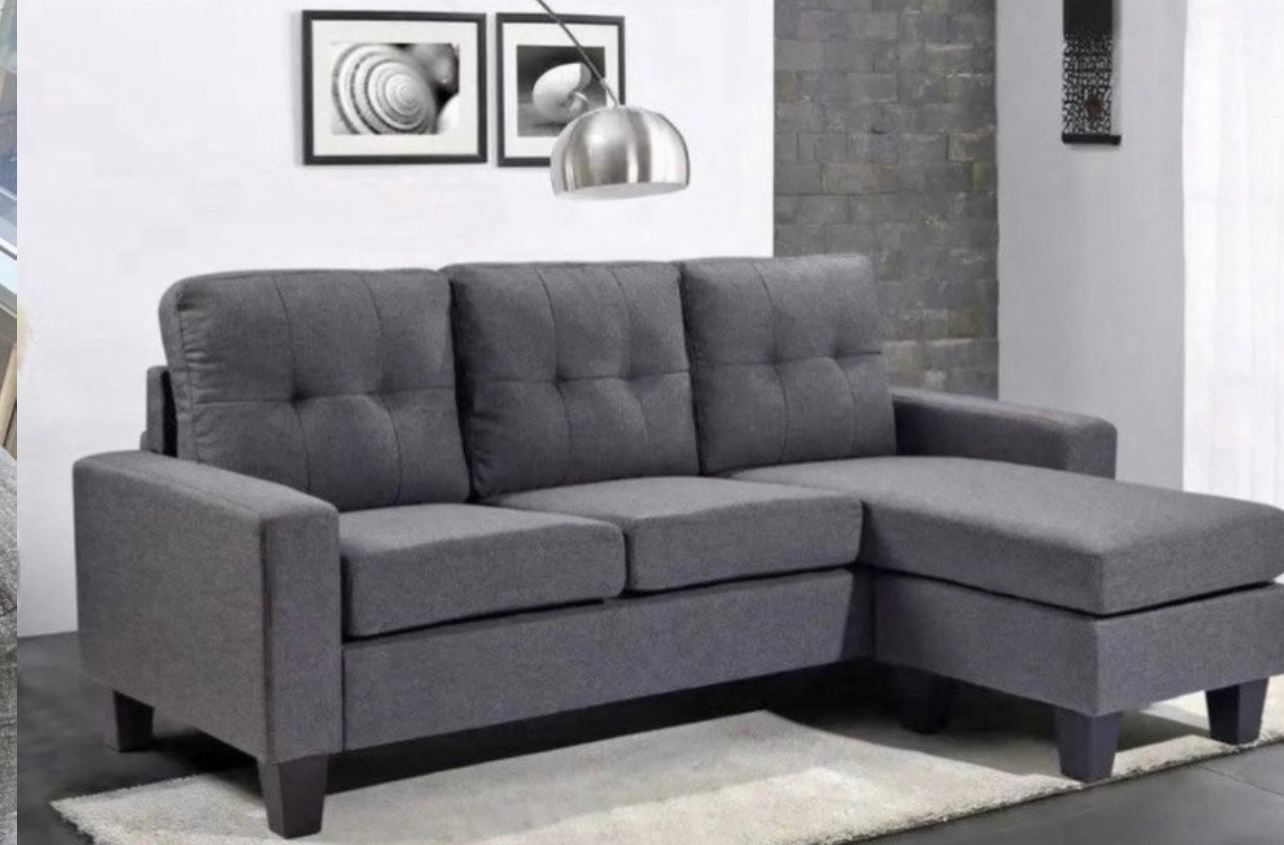 Grey Reversible Sectional Sofa w - photo 5