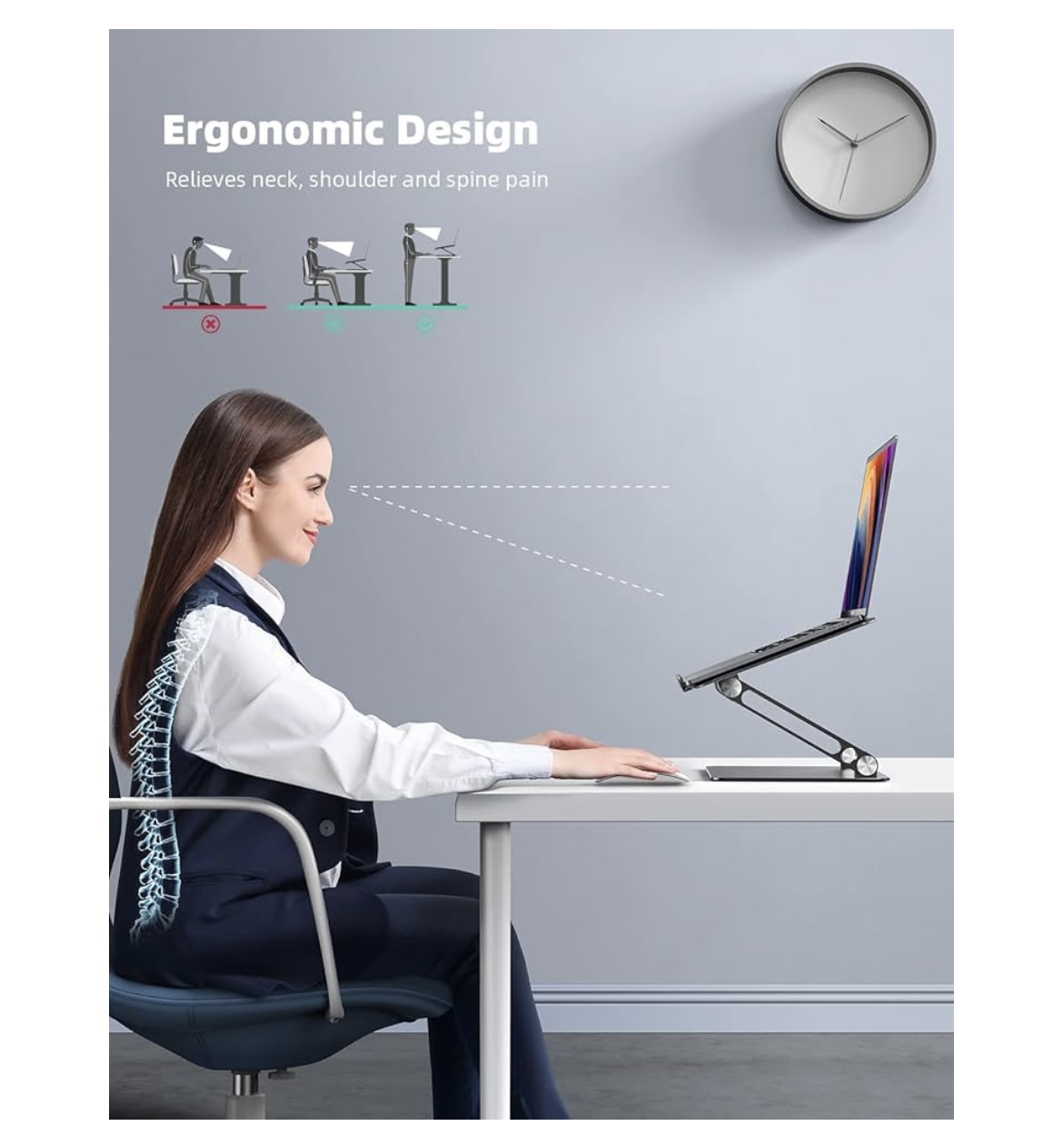 Laptop Stand for Desk up to 17.3 Inch, Balck - photo 2