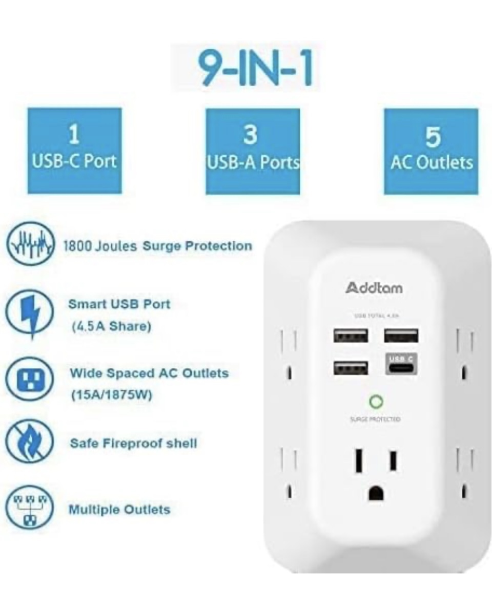 Wall Charger  /  USB Ports (1 USB C)  1800J / Surge protector image indicator(5)