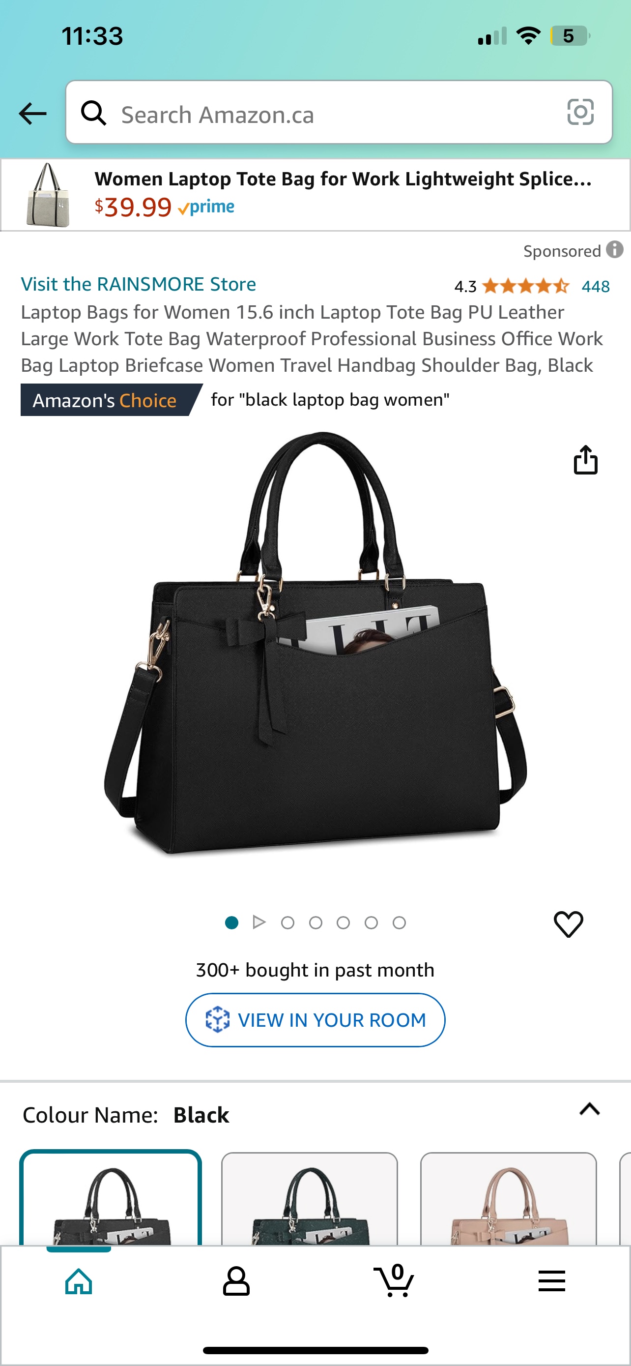 Black Laptop Tote Bag