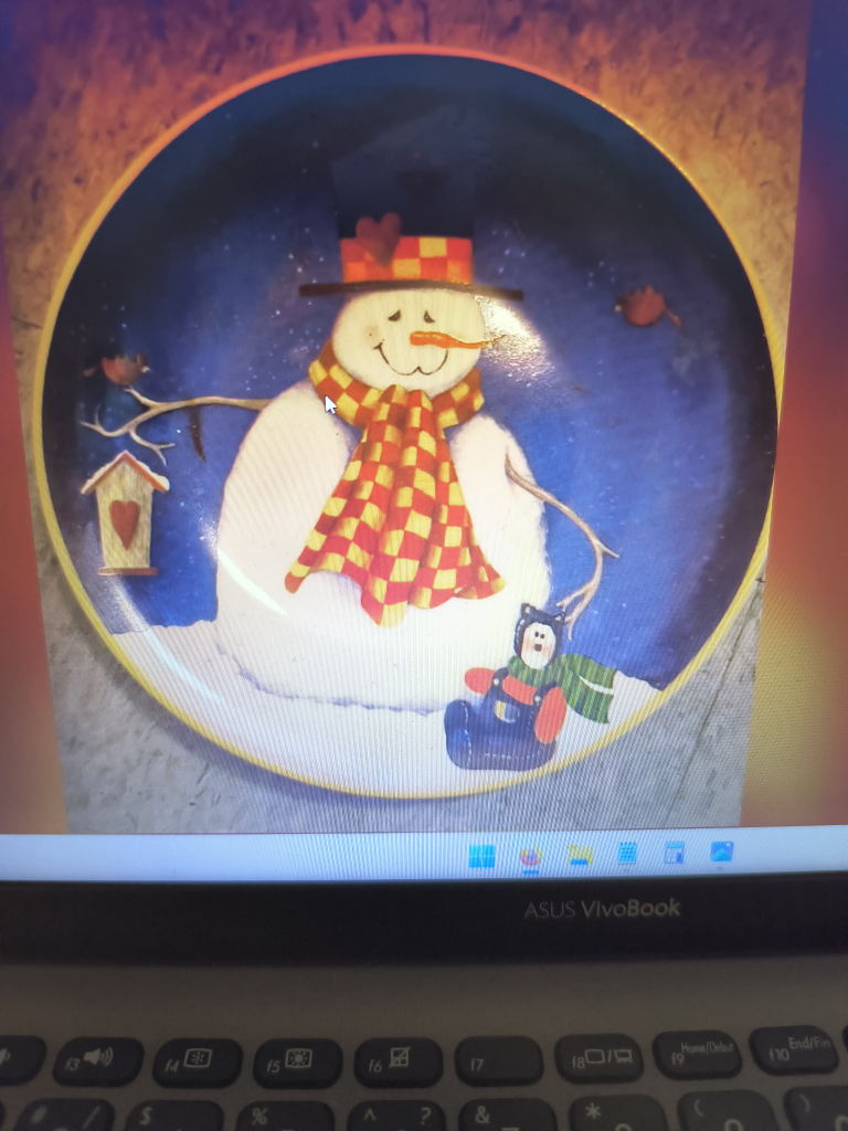 Hand Painted Snowman Plate thumbnail