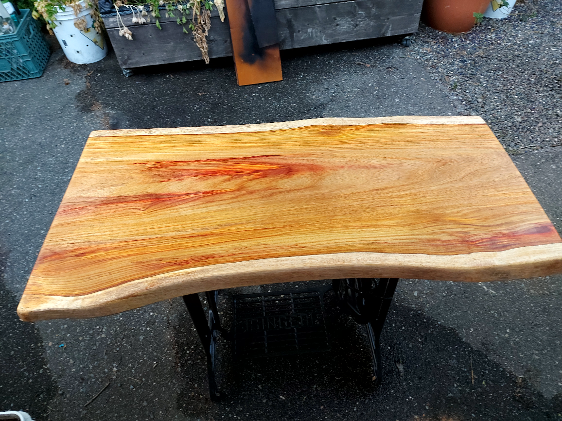 Live Edge Table on Vintage Sewing Machine Base. - photo 2