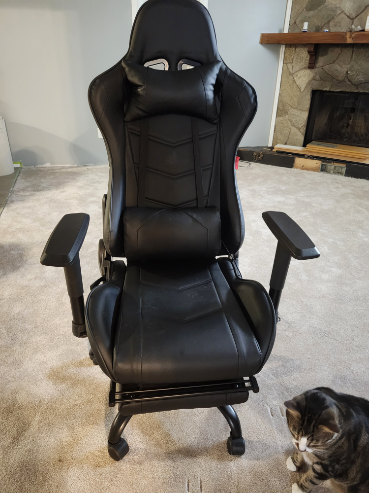High back gaming chair with back massager - photo 2