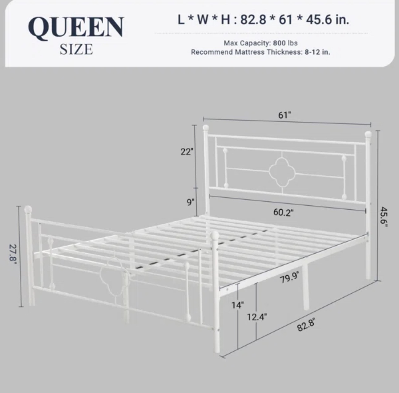 Queen Size Metal Bed Frame - photo 2
