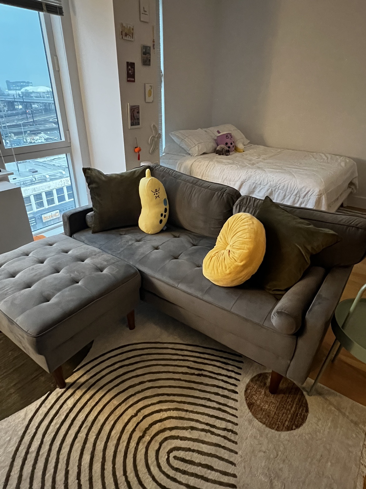 Gray Sectional Sofa with Ottoman - photo 4