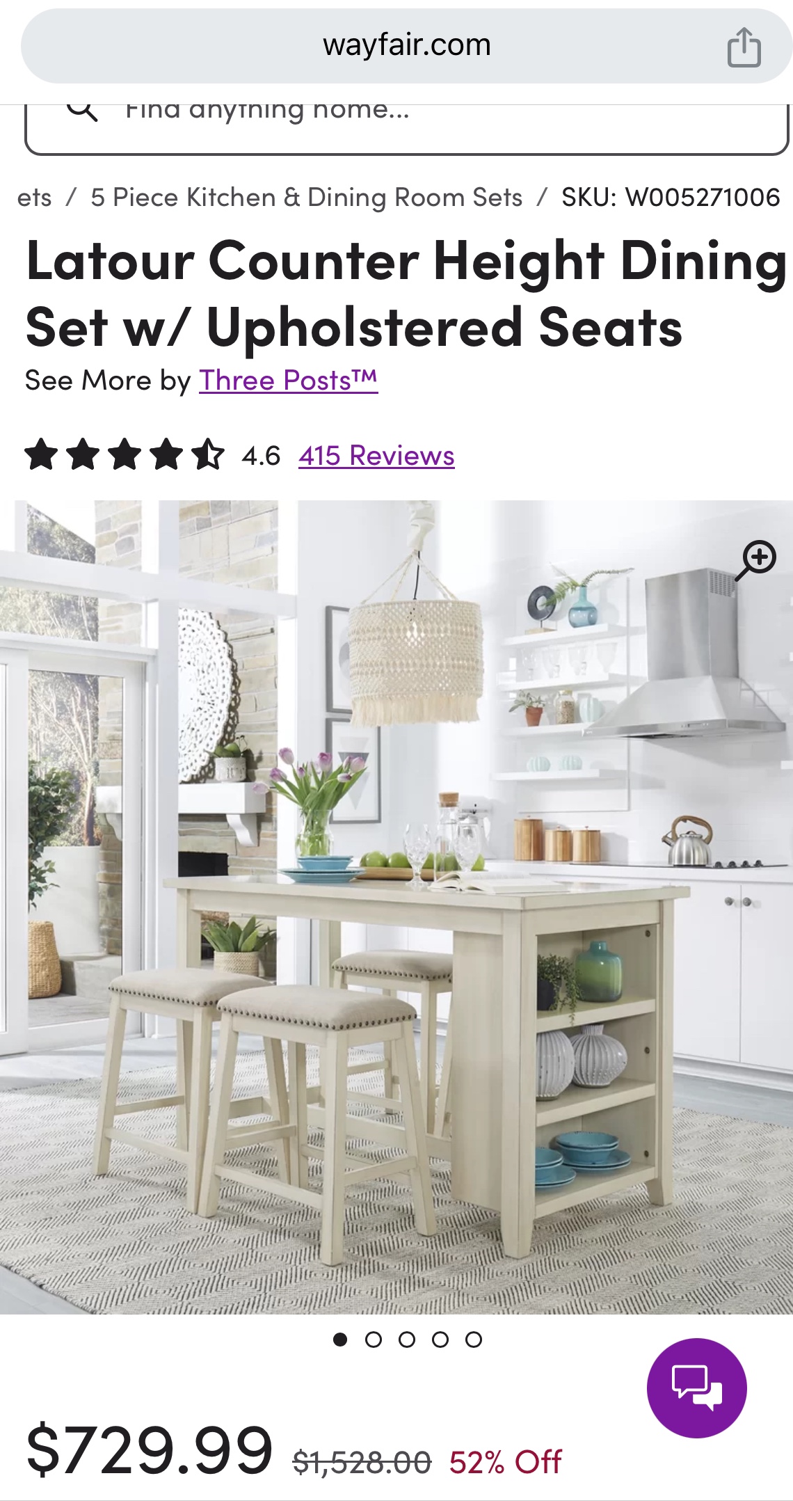 Latour Counter Height Dining Set w/ 4 Upholstered Seats - photo 4