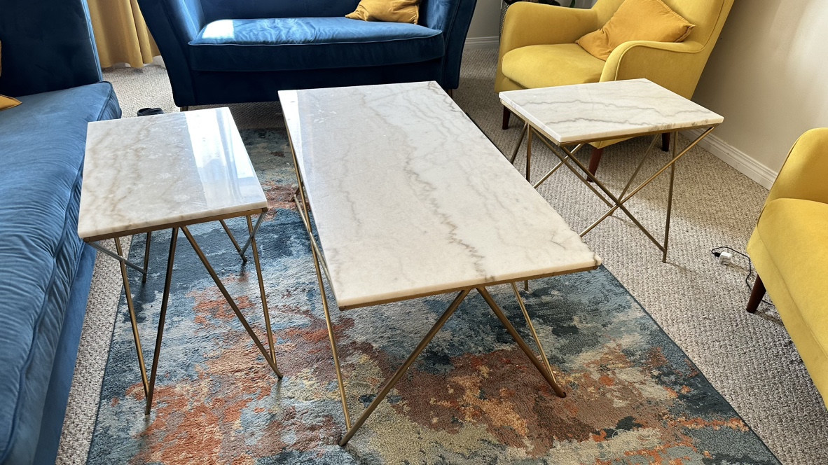 Structube Marble Brass Coffee Table Set