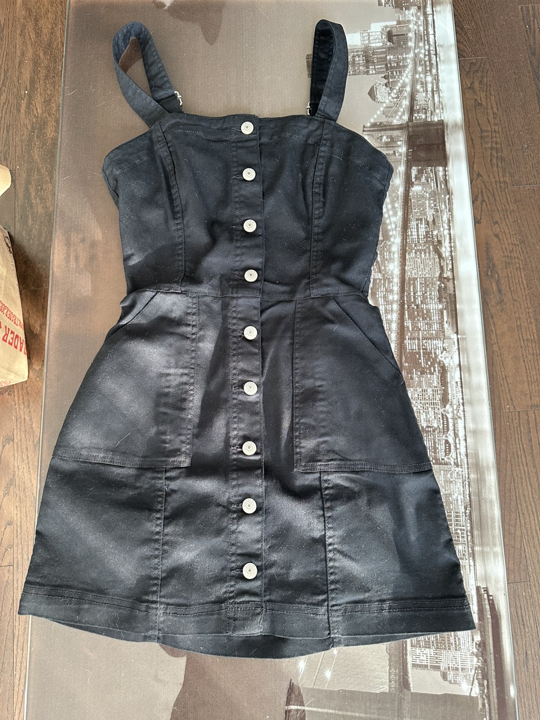 Black denim h & m dress size 6 thumbnail