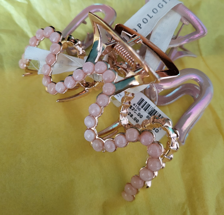 ❣️ New w Tags Anthropologie Hair Clips Iridescent Peach image indicator(3)