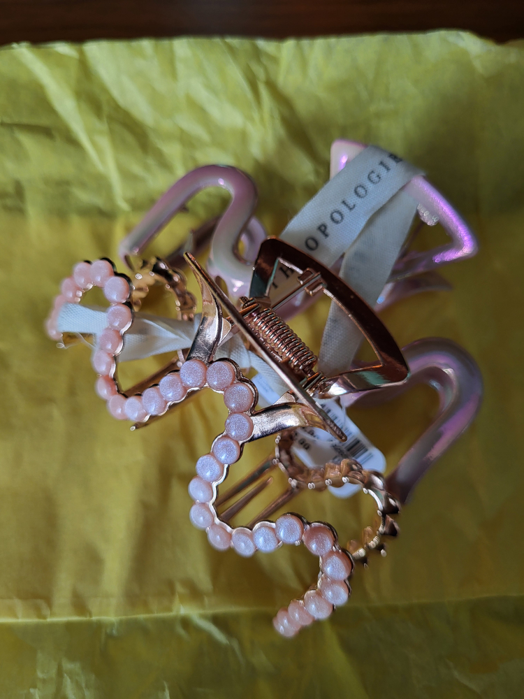 ❣️ New w Tags Anthropologie Hair Clips Iridescent Peach image indicator(4)