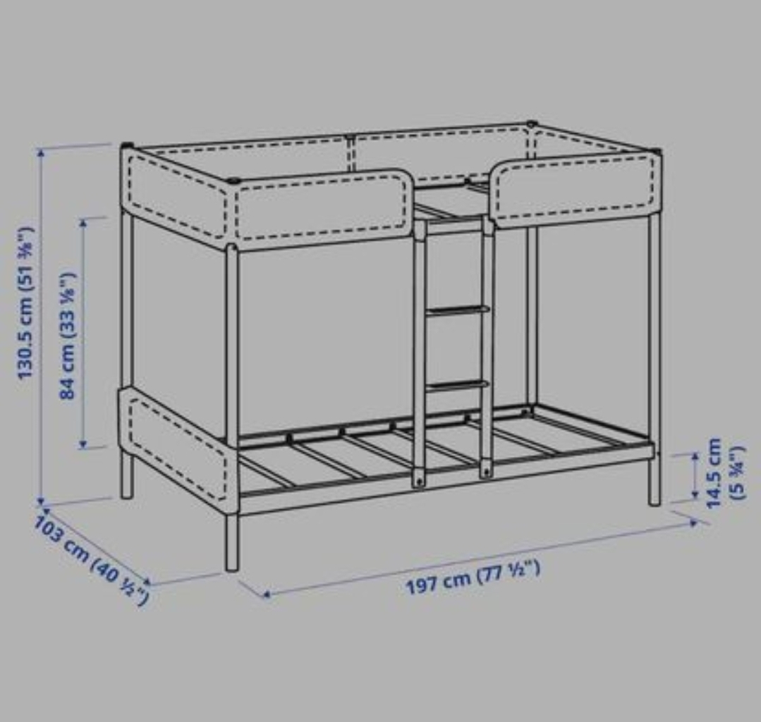 Dark Gray Twin Tuffing Bunk Bed Frame image indicator(2)