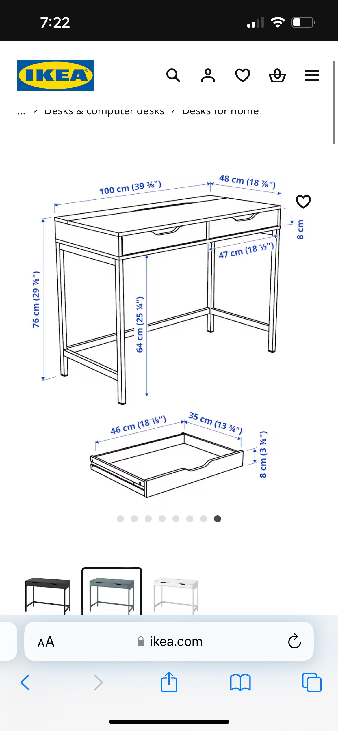 Ikea Desk ALEX in grey-turquoise - photo 4