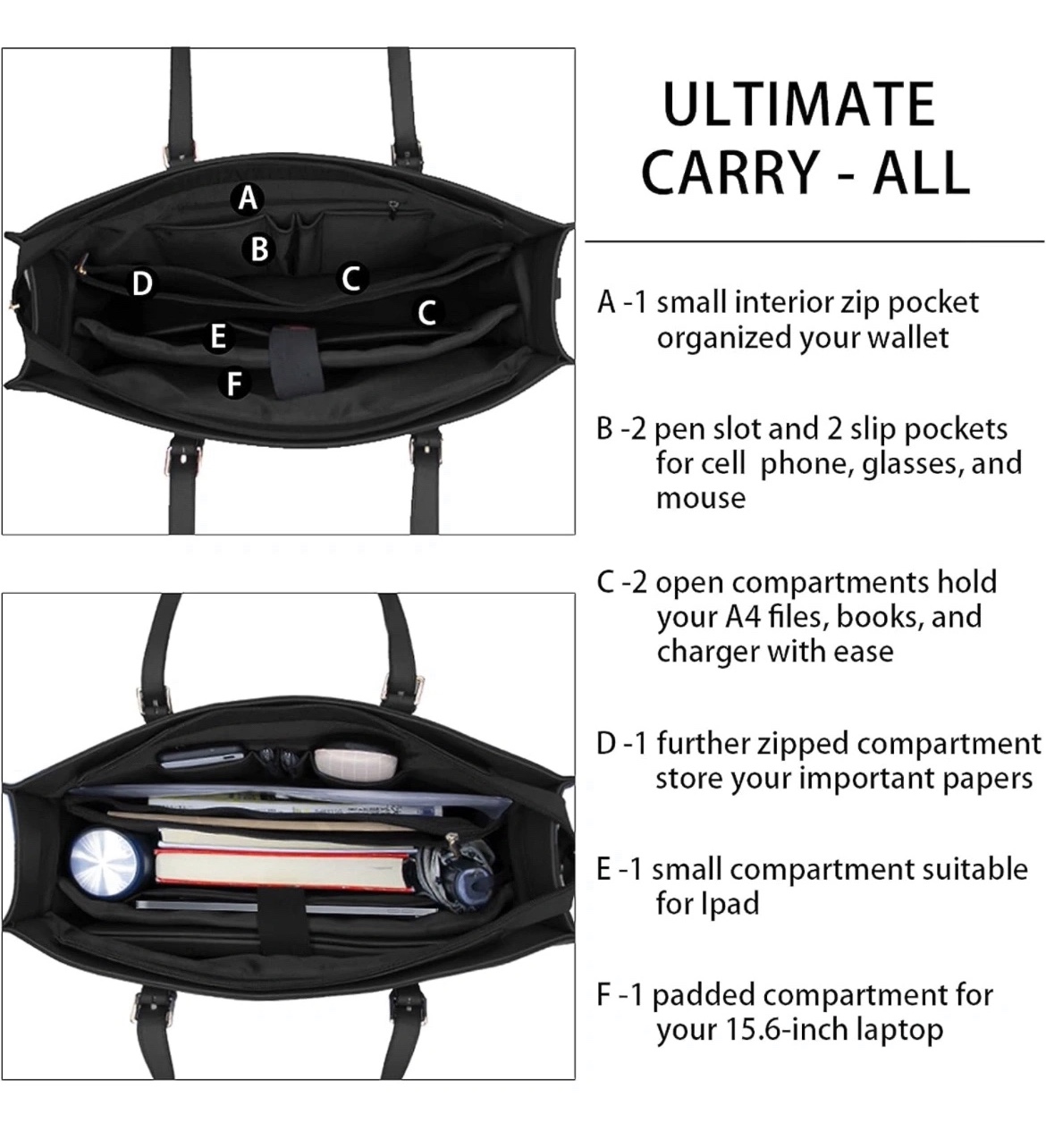 Black Laptop Tote Bag image indicator(4)