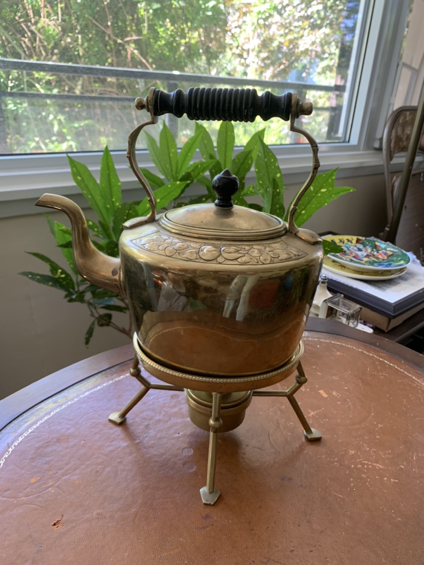 Antique Brass Tea Kettle with Stand